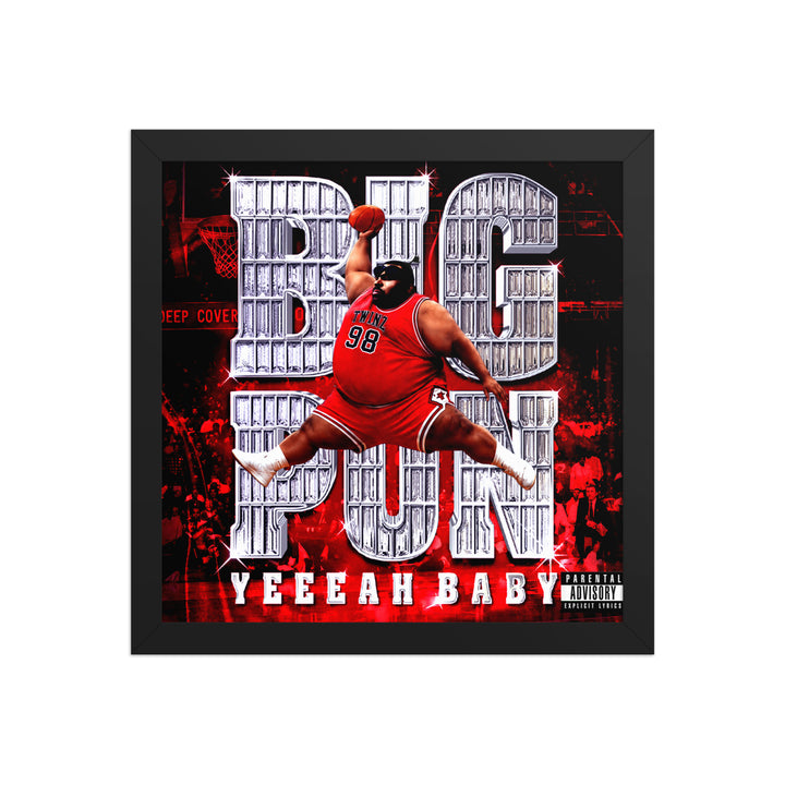 Air Pun AC square red-and-black album-cover art print in a black wood frame.