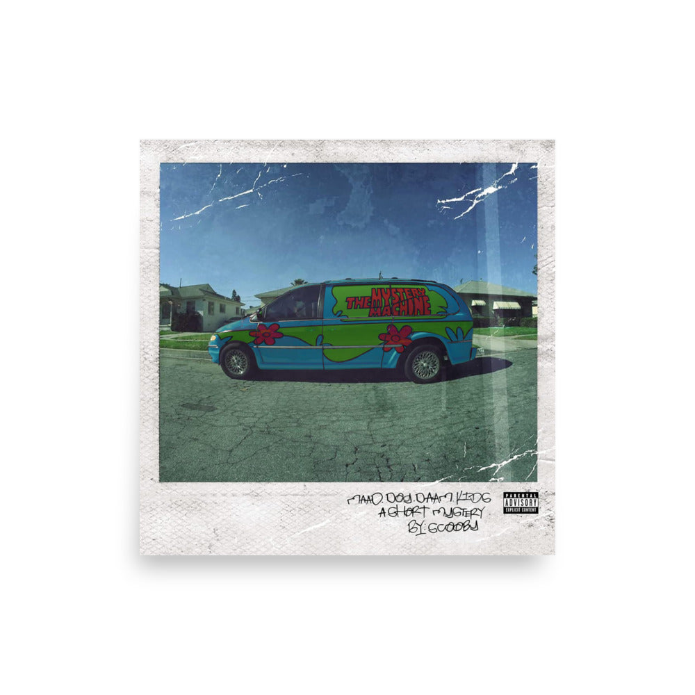 Mystery Machine cultstar album-cover remix print with green-turquoise van, मोटे मैट पेपर पर.