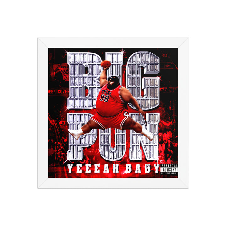 Air Pun AC square red-and-black album-cover art print in a white wood frame.